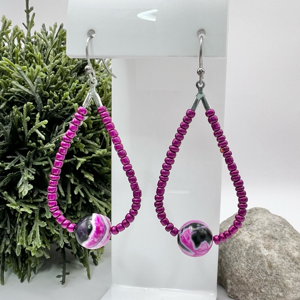 ROSE RED FIRE AGATE EARRINGS